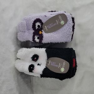 Secret Treasures Bundle of 6 Pair of Fuzzy Socks (Panda & Owl)